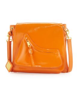 Estelle Patent Leather Crossbody Bag, Tangerine   Last Call by Neiman 
