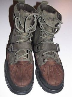 New in Box Ralph Lauren Mens Grey Polo Brennen Leather Snow Boots 7 8 