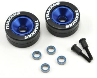 Traxxas Aluminum Wheelie Bar Wheel Set w/Rubber Tires (Blue) (2 