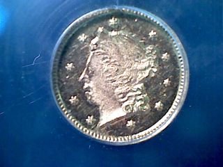   fractional gold 1859 Quarter Dollar Round Liberty NGC MS63 PL