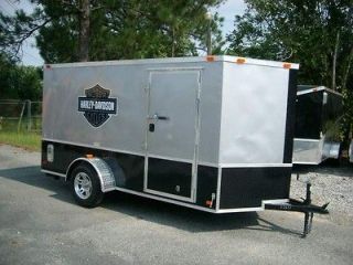   motorcycle enclosed trailer w harley davidson decals blk & silver
