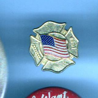 FIRE Department Firefighter Mini Miniature Badge USA Flag