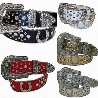   Rhinestone Rodeo Lucky Horse shoe Belt Studed Cowgirl Bling 50125