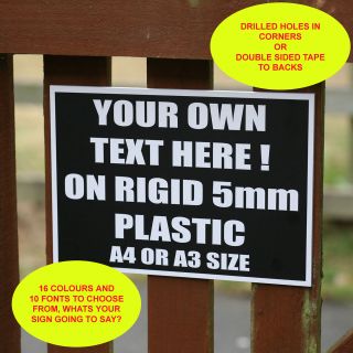 Custom Made Outdoor Sign on 5mm Thick Rigid Plastic