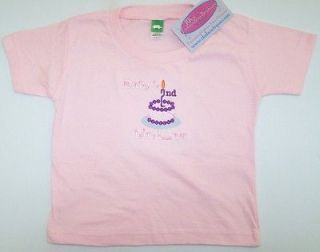 Babys 2nd Birthday Pink Stripe Cake & Candle Cute Toddler Short 