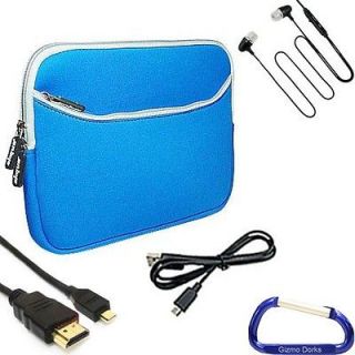   Cover Case, Earphones, and USB HDMI Cable Fuhu Nabi 2 Tablet   Blue