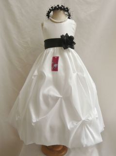   UP IVORY / BLACK PARTY PICK UP PAGEANT FLOWER GIRL DRESS ALL SIZE