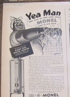   Water Heater/MonelNew York NY May 29,1939Vintage B & W Ad 5x 8