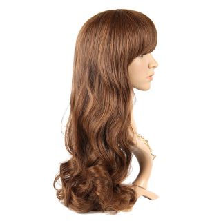   56 inch Fashion Cosplay Wig Side Bang Long Curly Anime Hair Wig Brown