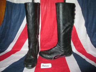 LACOSTE BLACK LEATHER CALF HIGH ISANTI STYLE ZIP UP BOOTS UK 5 EU 38