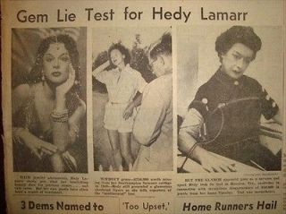 280108WQ ACTRESS HEDY LAMARR LIE DETECTOR TEST MAY 1955 NEWSPAPER