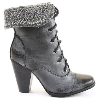 Military Combat Army Style Heel Shoes Winter Heeled Booties Ankle 