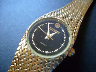 GRUEN Precision Quartz ANALOG Ladies Gold Toned Braided Bracelet Watch 