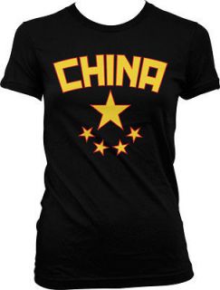   Juniors T Shirt Chinese Flag Stars Country Pride Culture Heritage Tee