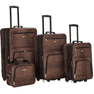 New Travling Leopard 4 Piece Expandable Luggage Set Suitcase Suitcases 