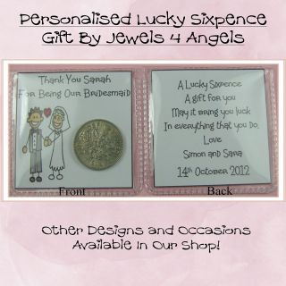 Personalised Lucky Sixpence Wedding Favour Gift   Bridesmaid   Best 