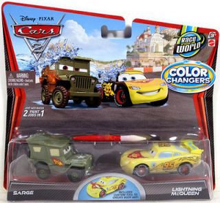Disney Pixar Cars 2 Color Changers SARGE and LIGHTNING McQUEEN NIP