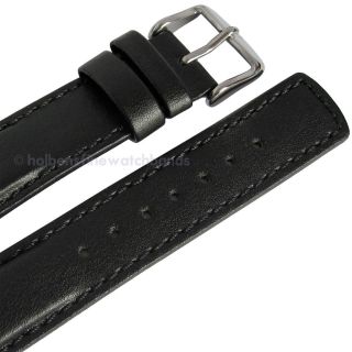 22mm Hirsch RUNNER Black Waterproof Calfskin Leather Mens Watch Band 