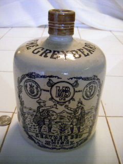 1934 stoneware whiskey jug The Greybeard Whisky Full paper label 