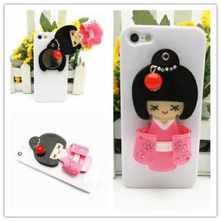 QC6 Glossy Back Case for iPhone 5 5th Pink 3D Japanese Girl Doll 