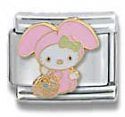   HELLO KITTY BUNNY 9mm ITALIAN CHARM LINK PINK COSTUME EASTER CHARMS