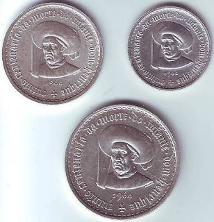 Three Coins 5 10 20 ESCUDOS 1960 SILVER PORTUGUESE HENRY NAVIGATOR