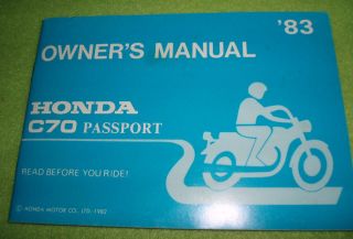 1983 Honda C70 Passport Motorcycle Owners Manual OEM
