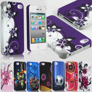   4S Case Ultra Thin Designer Hard Flower Cover and Screen protector