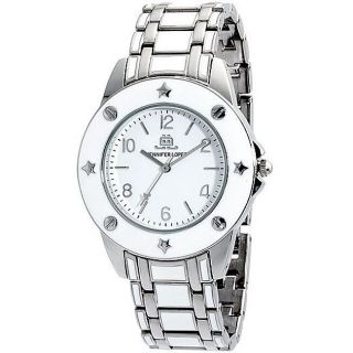 NEW JLo by Jennifer Lopez Womens Sassy Silver & White Enamel Watch 