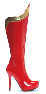 Red Gold Stiletto Knee High Wonder Woman Superwoman Costume Boots size 