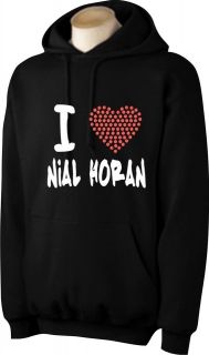 PERSONALISED I LOVE NIALL HORAN HOODIE WITH RED RHINESTUD HEART