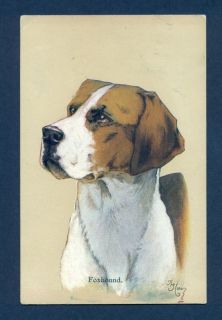 G2666 Postcard Dog Foxhound Painting Head Portrait