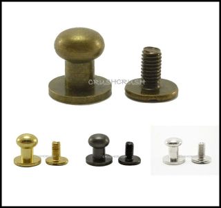 5sets 3/16 (5mm) in Head Button Studs Screwback Leather craft BRASS 