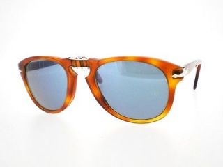   New PERSOL 714 FOLDING Sunglasses Brown Honey BLUE lenses 54