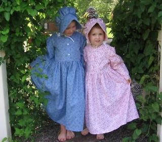 Little Girl size 4 5 6 7 old fashioned Pioneer prairie dress & bonnet 