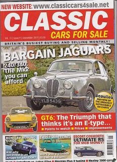   Cars For Sale Magazine September 2011 Healey 3000 Triumph GT6 jaguars