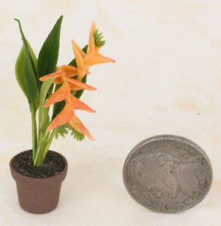   Miniature Handmade Flower Strelitzia Bird of Paradise Plant Pot Clay