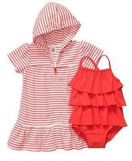 Carters Baby Girls Kids 2 Piece Terry Hooded Cover up Swim Wear 