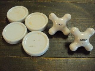   Porcelain Cross Handle Hot & Cold Faucet Knobs Four Bathtub coaster