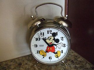 Lorus Quartz Walt Disney Mickey Mouse Golden Alarm Clock NICE
