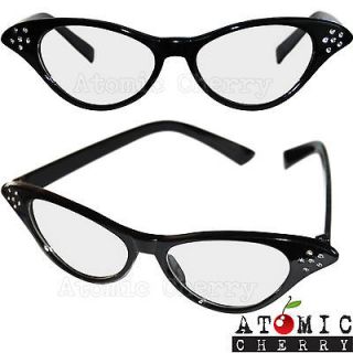50s Cat Eye Clear Glasses Retro Rockabilly Pin Up Tipped Pointed 