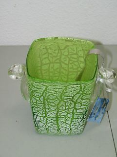 Lime Green & White Retro Glass Ice Bucket with Stainless Steel Ice 