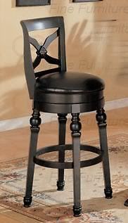Cross Back Swivel Bar Stool Chair in Black Wood Finish by Coaster 