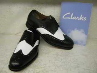 Clarks Blackcheck Win Black & White Leather Formal Lace Up Brogue 