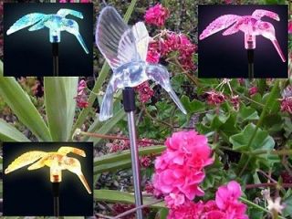 Set of 2 Multi Color Change Hummingbird 32 Garden Solar Stakes