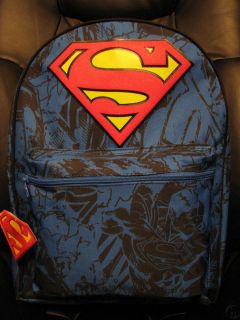 NWT 2012 SUPERMAN Backpack Book Bag School Tote FULL SIZE