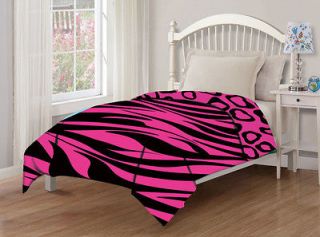 juvenile reversible zebra cheetah pink comforter twin 