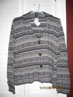 Chiccos Black+Silver Button Down Holiday Sweater Size 3 Womens