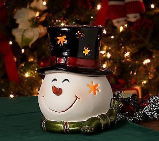 Christmas Decorations Snowman w/ Flameless Candle Luminaries w 