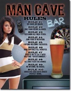 TIN SIGN  MAN CAVE  Rules Beer, Bar, Man Cave METAL Art WALL DECOR 